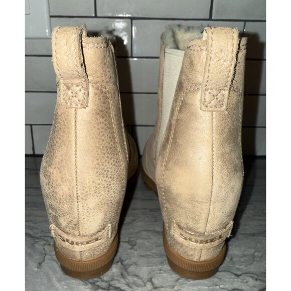 Sorel Joan of the Arctic Chelsea Wedge Heel Lined Boots Booties Beige Womens 7 - Picture 2 of 8